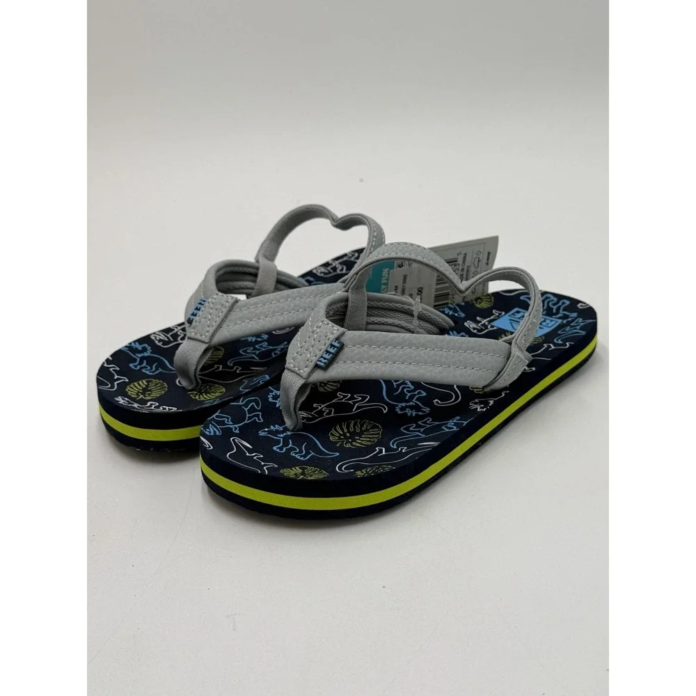 Reef Toddler Little Ahi Water Friendly Dino Flip Flop Boys Girls Size 12 New